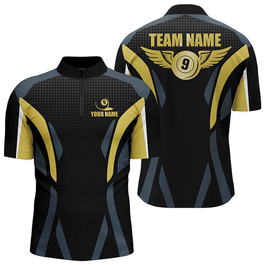 Billiard Polo Shirts, Personalized Billiard 9 Ball Pool 3D Polo Shirts, 9 Ball Wings Billiard Team Shirts, Billiards Team Shirts