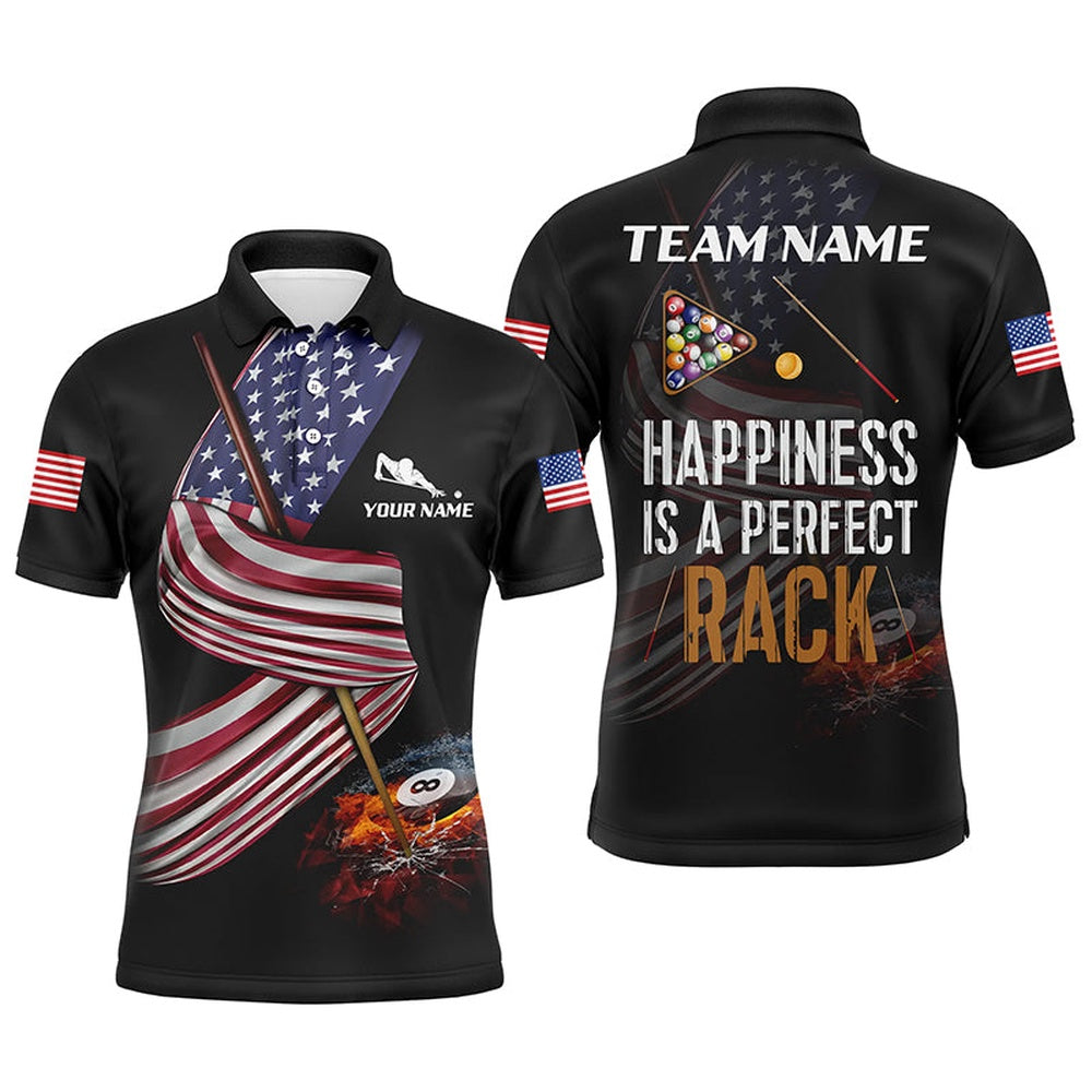 Billiard Polo Shirts, Personalized Billiard American Flag 3D Polo Shirts, Best Patriotic Gifts For Pool Player, Billiards Team Shirts