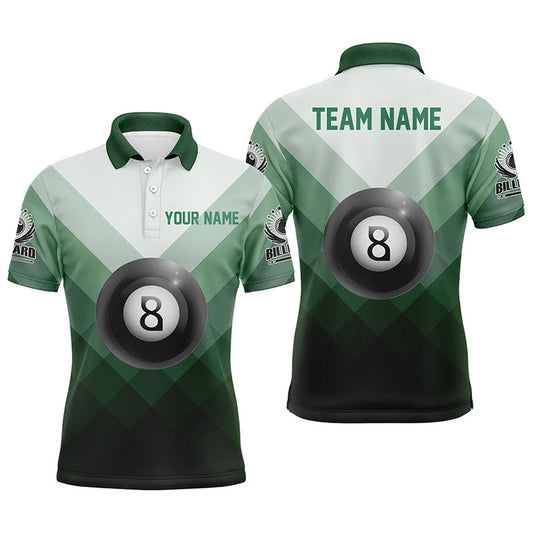 Billiard Polo Shirts, Personalized Billiard Ball 8 Green Sport Style Polo Shirts Custom Billiard Jerseys, Billiards Team Shirts
