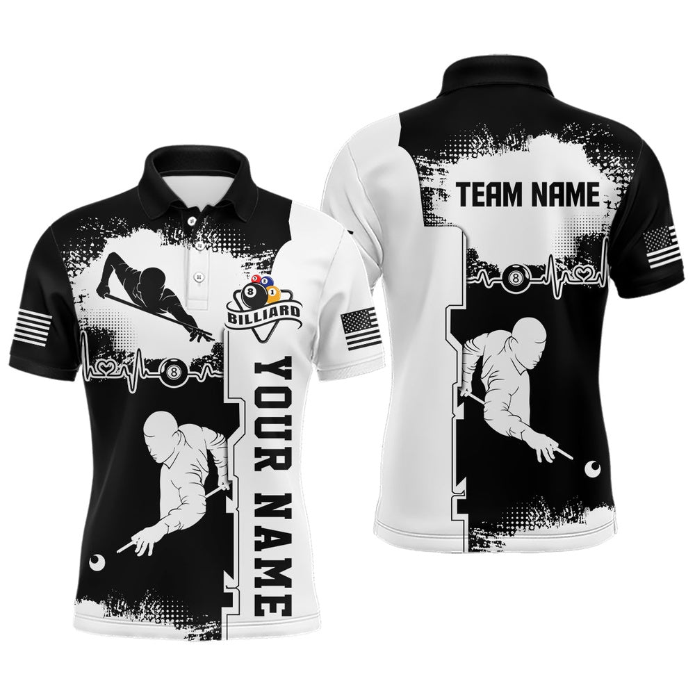 Billiard Polo Shirts, Personalized Billiard Ball 8 Pool Player Polo Shirts, Custom Team Billiard Polo Shirts, Billiards Team Shirts