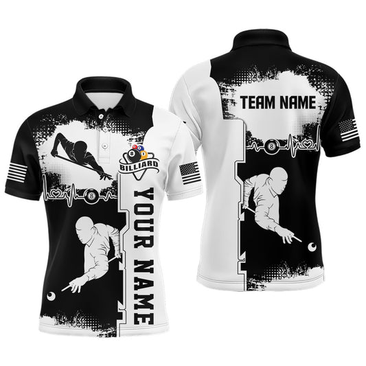Billiard Polo Shirts, Personalized Billiard Ball 8 Pool Player Polo Shirts, Custom Team Billiard Polo Shirts, Billiards Team Shirts