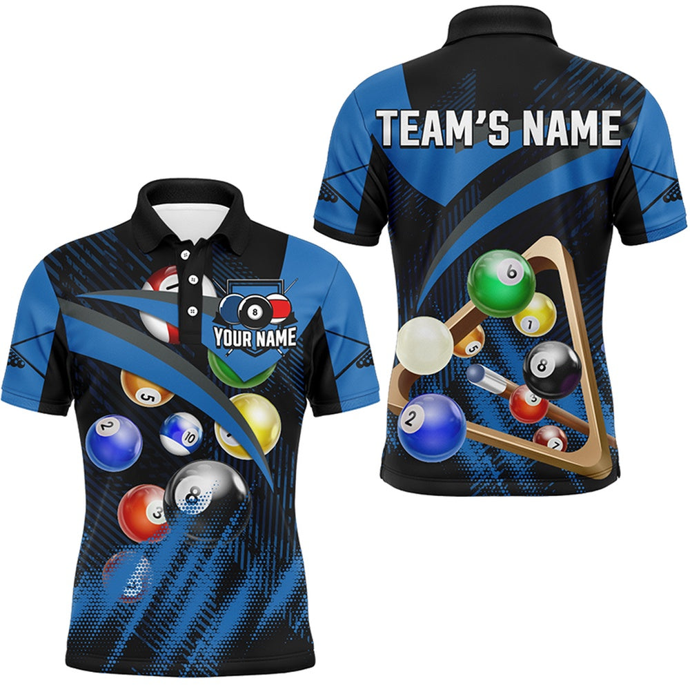 Billiard Polo Shirts, Personalized Billiard Ball Blue Version 3D Printed Polo Shirts Custom Team Billiard Gifts, Billiards Team Shirts