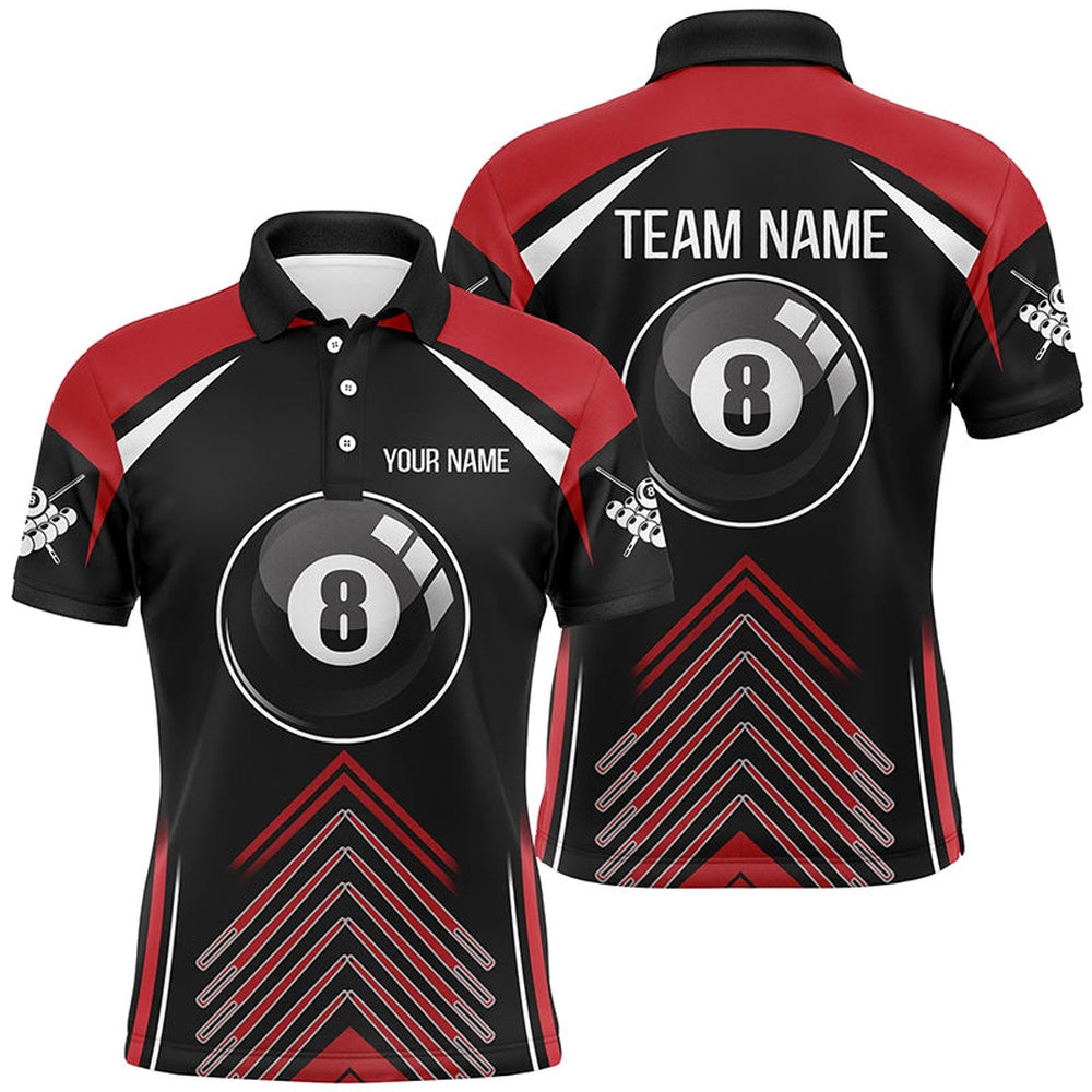 Billiard Polo Shirts, Personalized Billiard Ball Red Black Version Polo Shirts, Custom Billiard Jerseys, Billiards Team Shirts