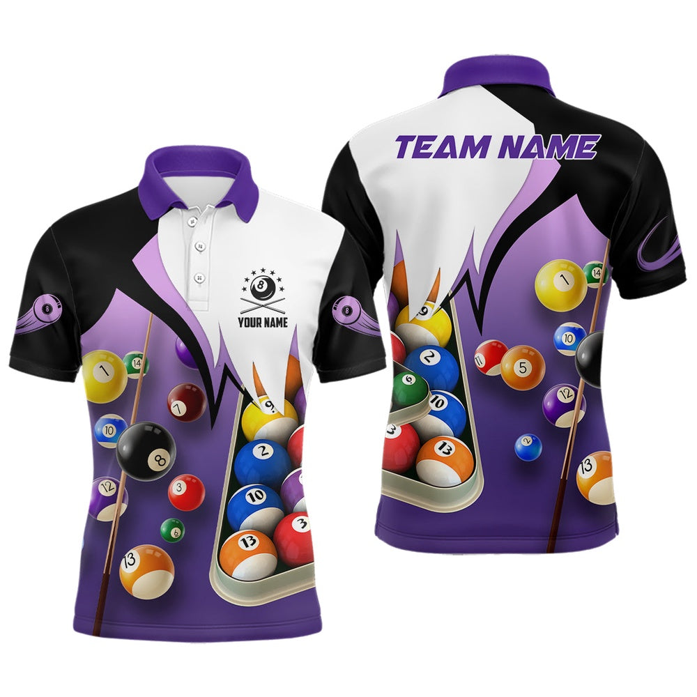 Billiard Polo Shirts, Personalized Billiard Ball Set 3D Polo Shirts, Billiard Shirts Design For Pool Player, Billiards Team Shirts