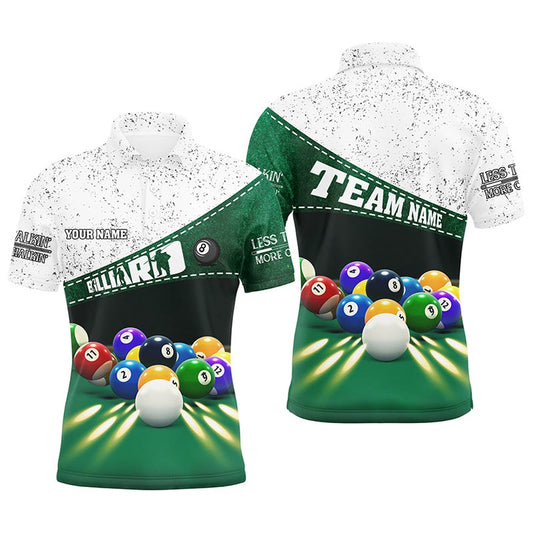 Billiard Polo Shirts, Personalized Billiard Balls 3D Polo Shirts, Custom Less Talk More Chalk Billiard Jerseys, Billiards Team Shirts