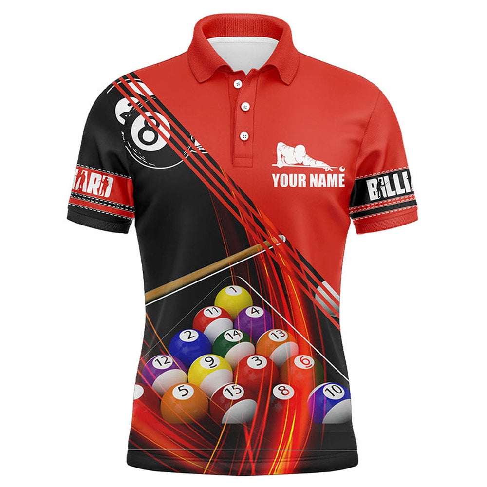 Billiard Polo Shirts, Personalized Billiard Balls 3D Polo Shirts, Custom Player Billiards Pool Shirts, Billiards Team Shirts
