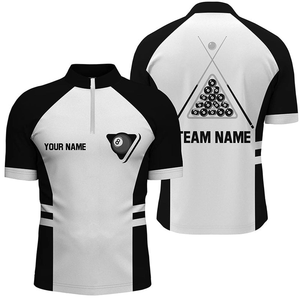 Billiard Polo Shirts, Personalized Billiard Balls 8 Ball Pool White Black Billiard Polo Shirts, Billiard Jerseys, Billiards Team Shirts