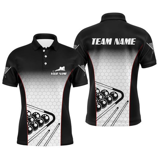 Billiard Polo Shirts, Personalized Billiard Balls Black White Hive 3D Polo Shirts, Custom Pool Billiards Jerseys, Billiards Team Shirts