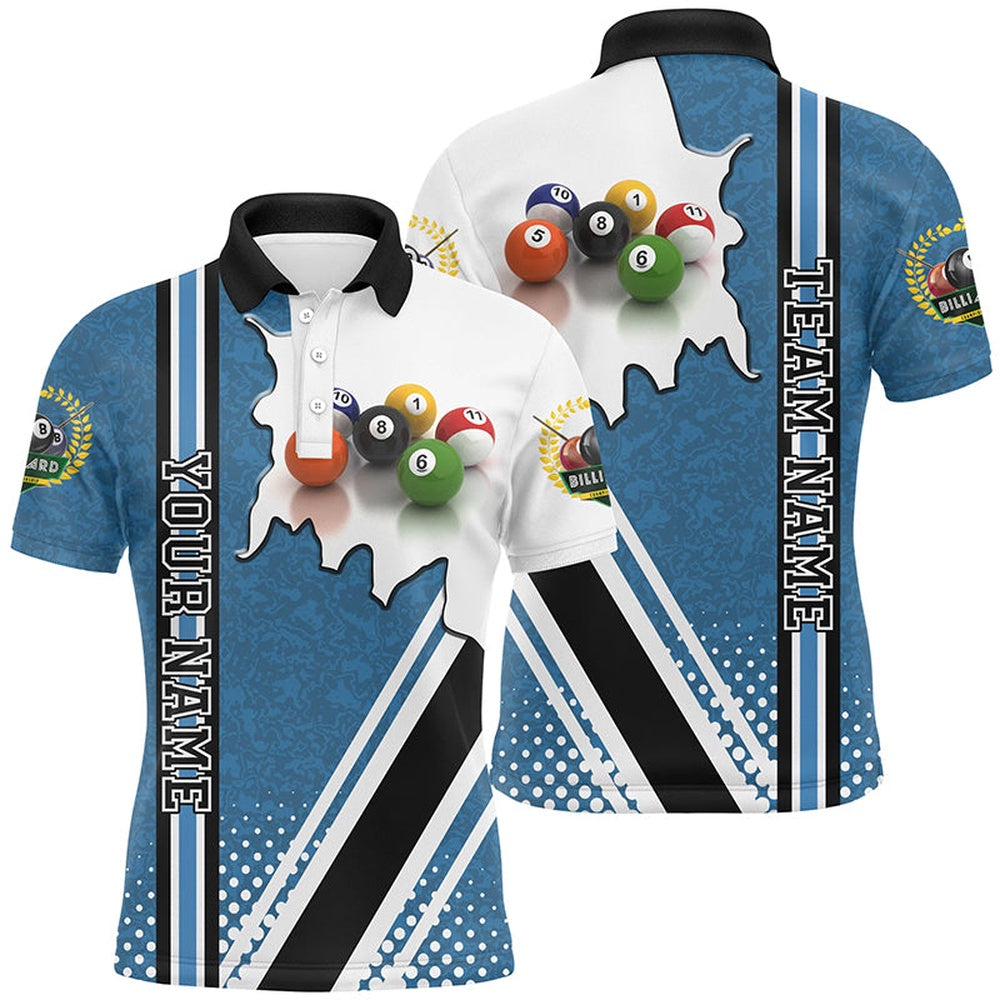 Billiard Polo Shirts, Personalized Billiard Balls Blue Version Polo Shirts, Best Custom Billiards Gifts Idea, Billiards Team Shirts
