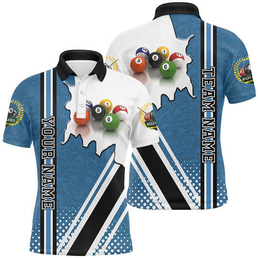 Billiard Polo Shirts, Personalized Billiard Balls Blue Version Polo Shirts, Best Custom Billiards Gifts Idea, Billiards Team Shirts