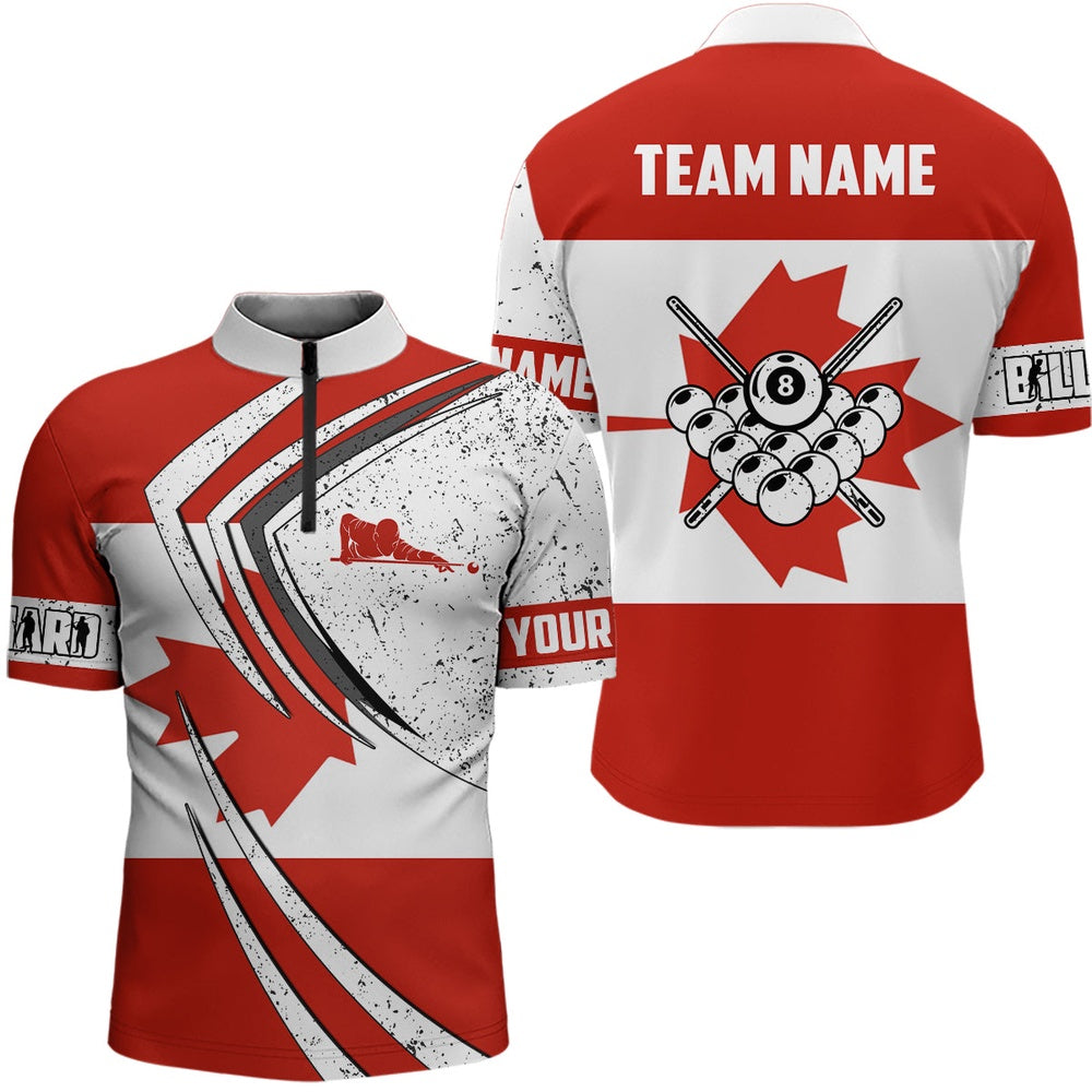 Billiard Polo Shirts, Personalized Billiard Balls Canadian Flag Polo Shirts, Billiard Player Outfit, Billiards Team Shirts