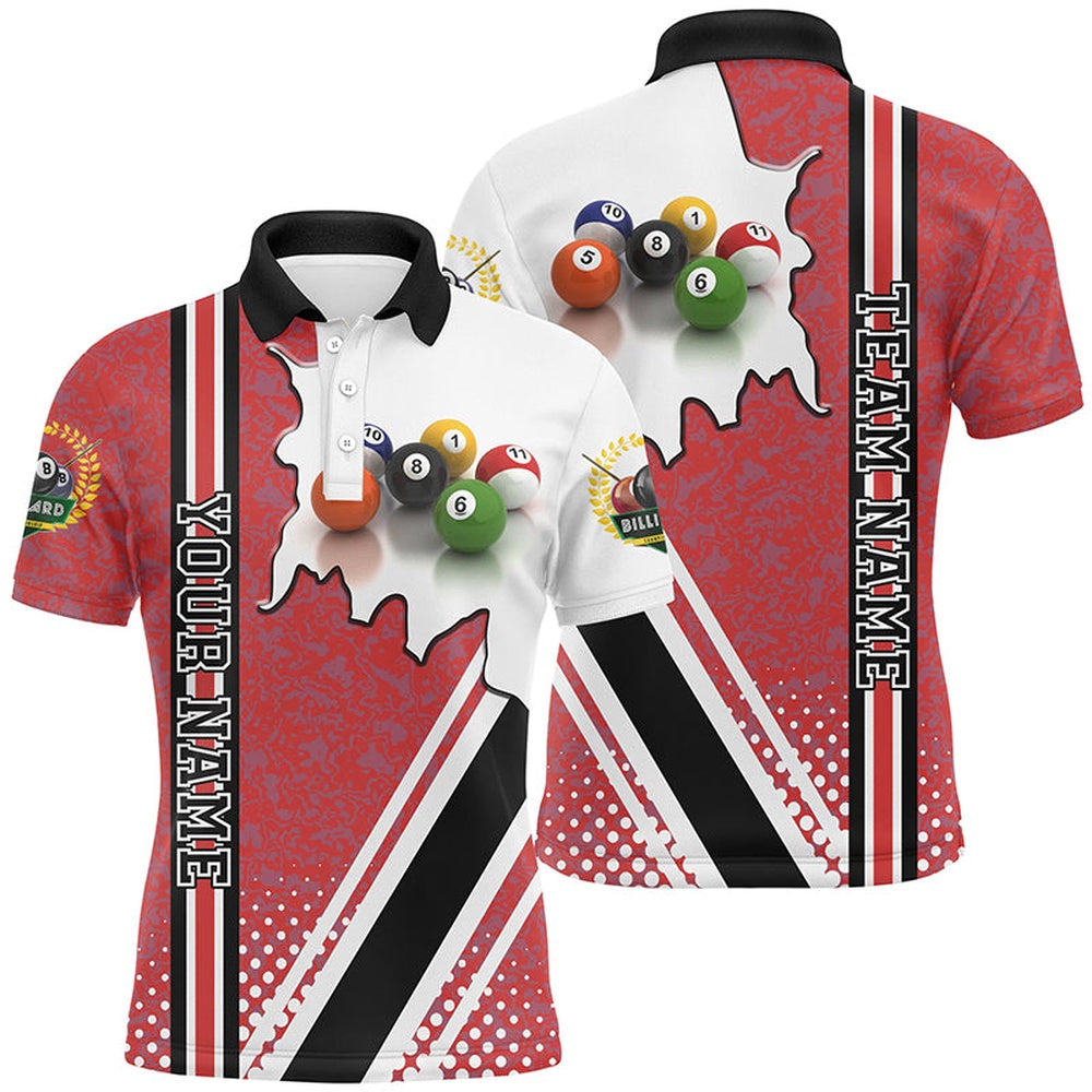 Billiard Polo Shirts, Personalized Billiard Balls Red Version Polo Shirts, Best Custom Billiards Gifts Idea, Billiards Team Shirts