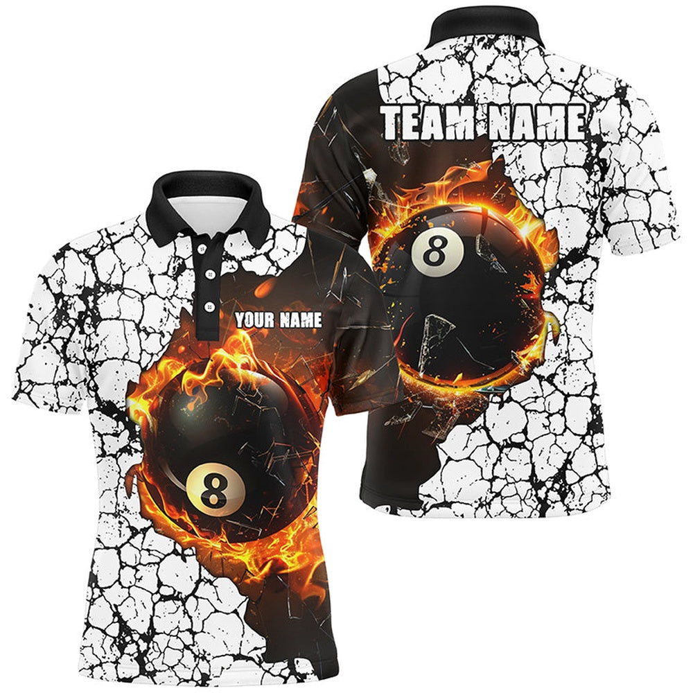 Billiard Polo Shirts, Personalized Billiard Crack 8 Ball Pool Fire Polo & Polo Shirts, Unique Billiard Jerseys, Billiards Team Shirts