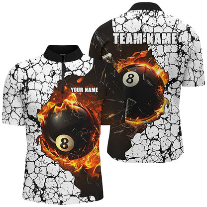 Billiard Polo Shirts, Personalized Billiard Crack 8 Ball Pool Fire Polo & Polo Shirts, Unique Billiard Jerseys, Billiards Team Shirts