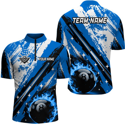 Billiard Polo Shirts, Personalized Billiard Cue 8 Ball Pool Grunge Style Polo Shirts, Best Billiard Jerseys Blue, Billiards Team Shirts