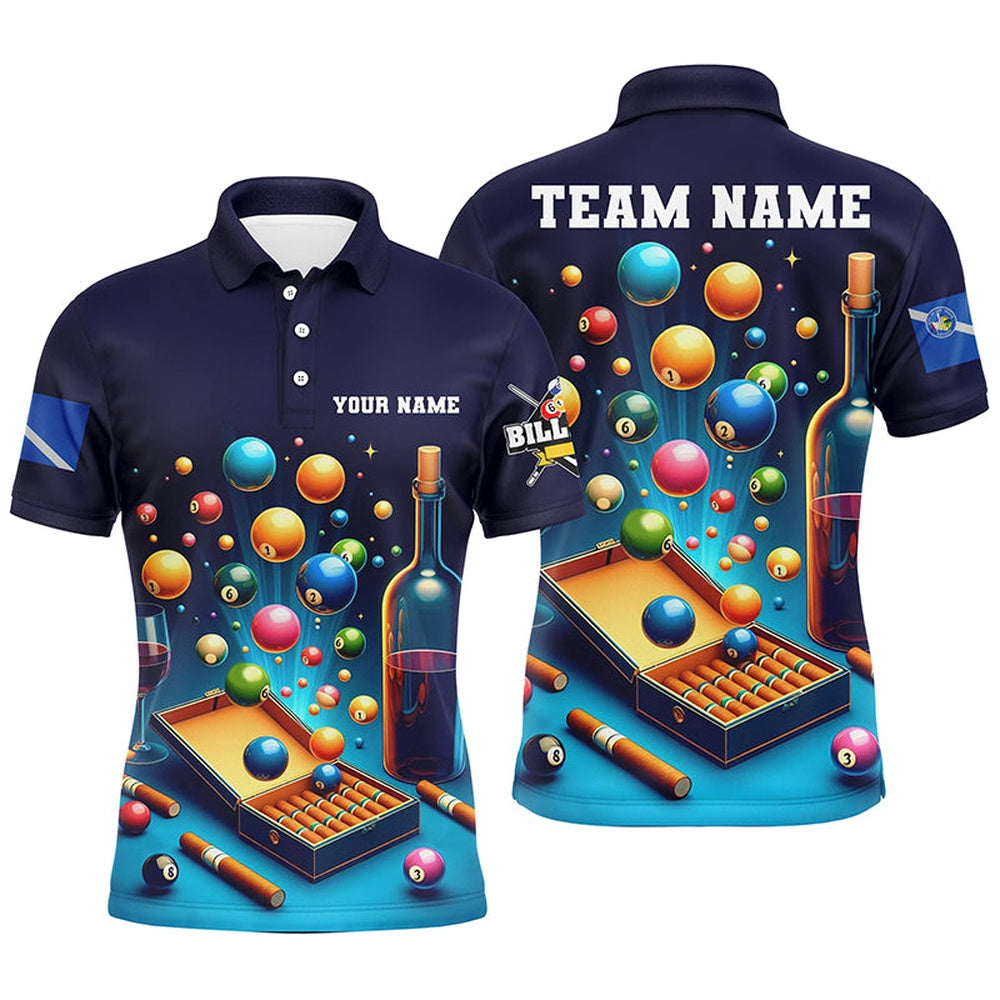 Billiard Polo Shirts, Personalized Billiard Games Las Vegas Flag Polo Shirts, Pool Balls Team League Billiard Shirts, Billiards Team Shirts