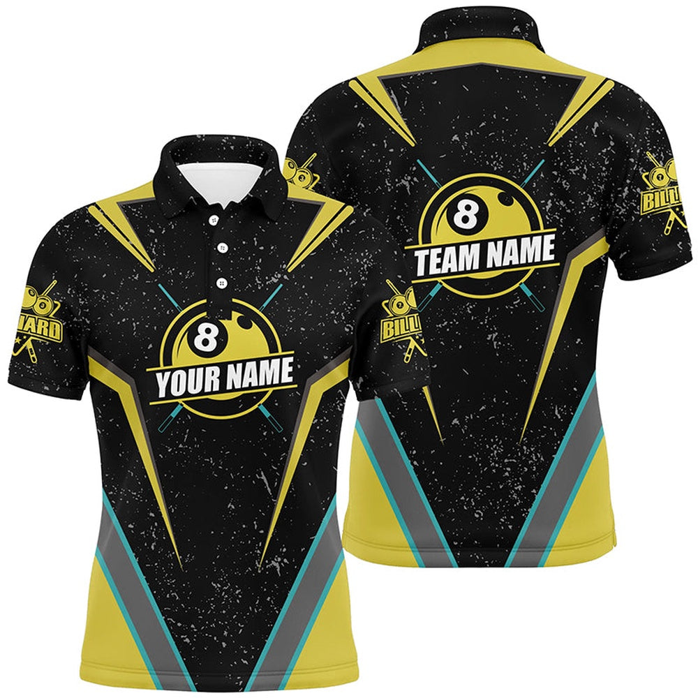 Billiard Polo Shirts, Personalized Billiard Jerseys Grunge Style Polo Shirts Custom Pool Team Jerseys For Player, Billiards Team Shirts