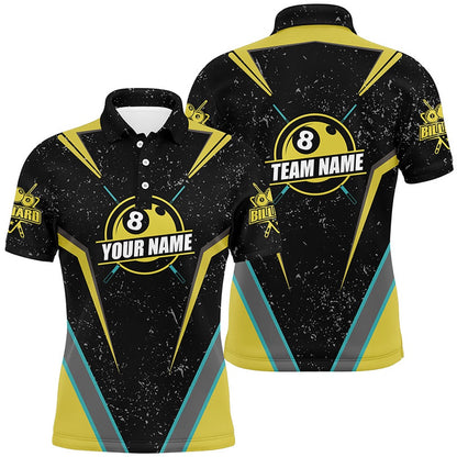 Billiard Polo Shirts, Personalized Billiard Jerseys Grunge Style Polo Shirts Custom Pool Team Jerseys For Player, Billiards Team Shirts