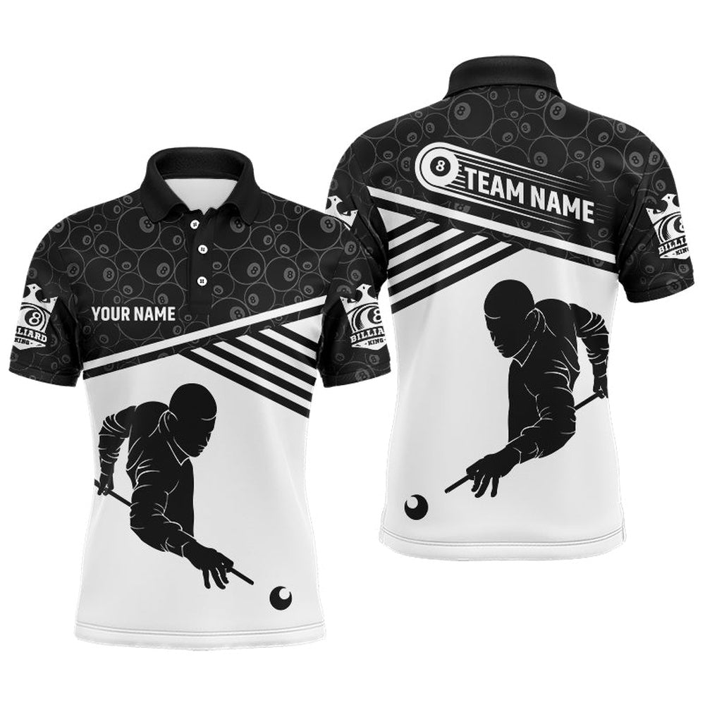 Billiard Polo Shirts, Personalized Billiard Polo Shirts, Custom 8 Ball Pool Pattern Billiard Player Jerseys, Billiards Team Shirts