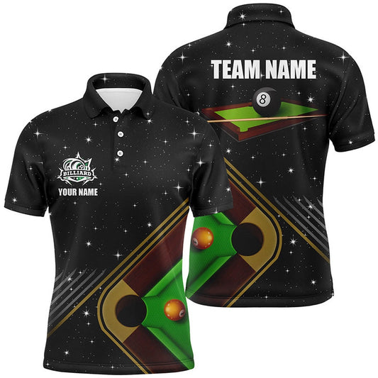 Billiard Polo Shirts, Personalized Billiard Pool Table Custom 3D Polo Shirts, 8 Ball Funny Pool League Shirts, Billiards Team Shirts