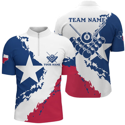 Billiard Polo Shirts, Personalized Billiard Pool Texas Flag Polo Shirts Custom Billiard Texas Sport Shirts, Billiards Team Shirts