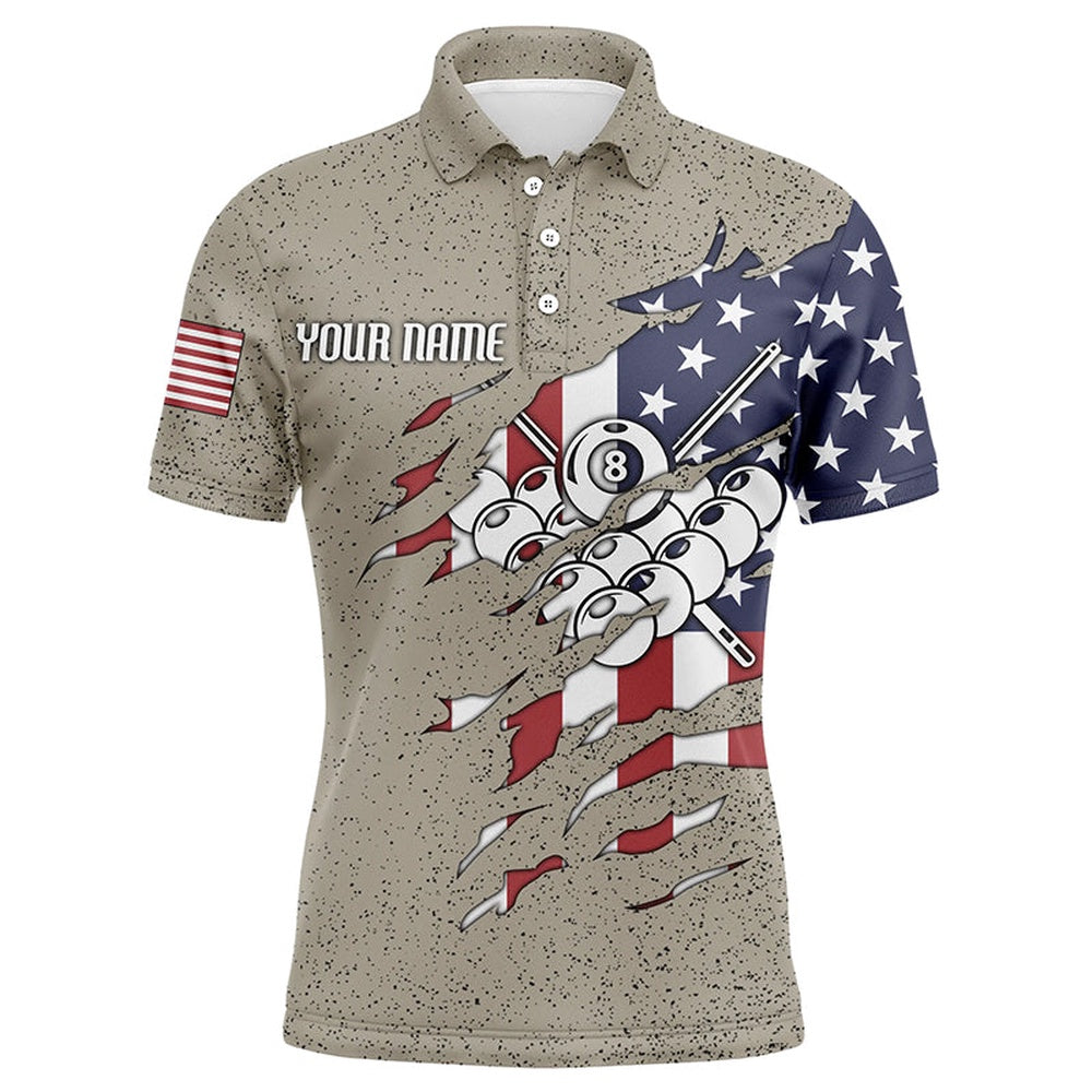 Billiard Polo Shirts, Personalized Billiard Retro Camouflage Flag Polo Shirts, Custom Billiard Jerseys, Billiards Team Shirts