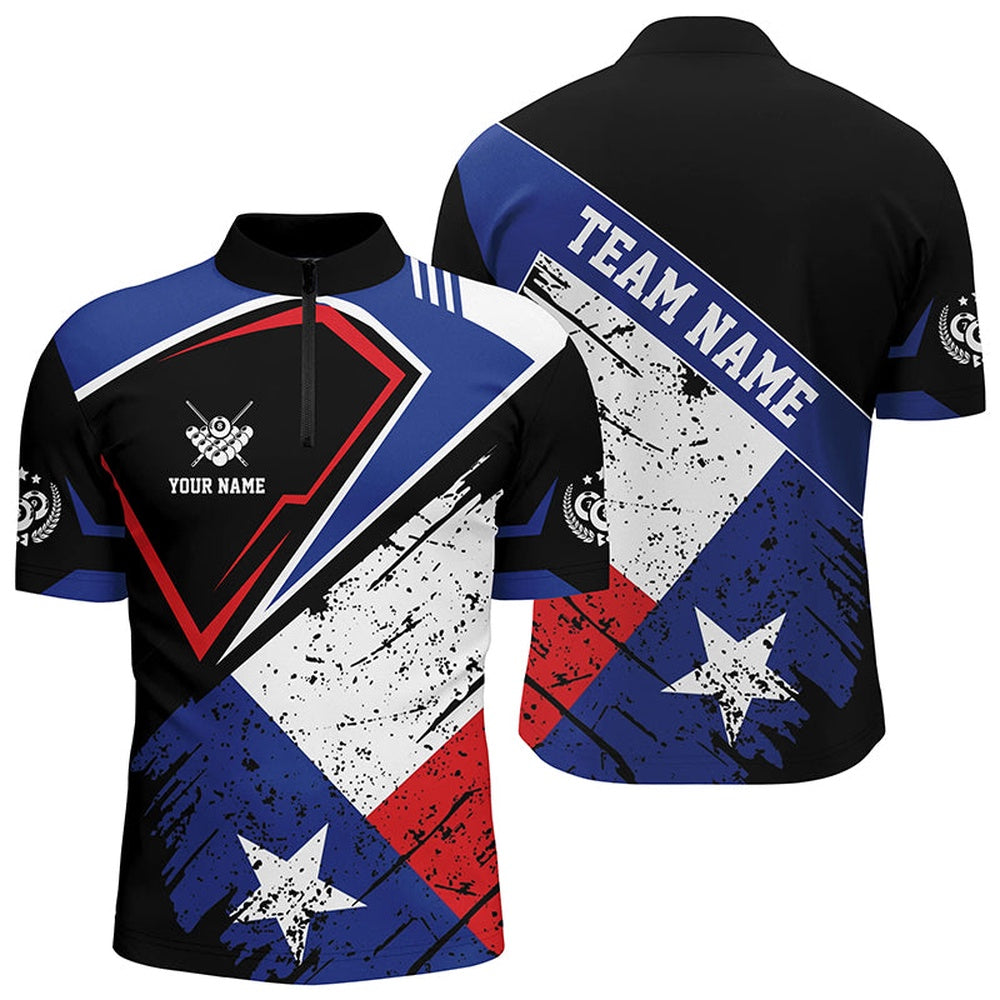 Billiard Polo Shirts, Personalized Billiard Texas Flag Vintage Style Polo Shirt, Texas Billiard Shirt, Billiards Team Shirts