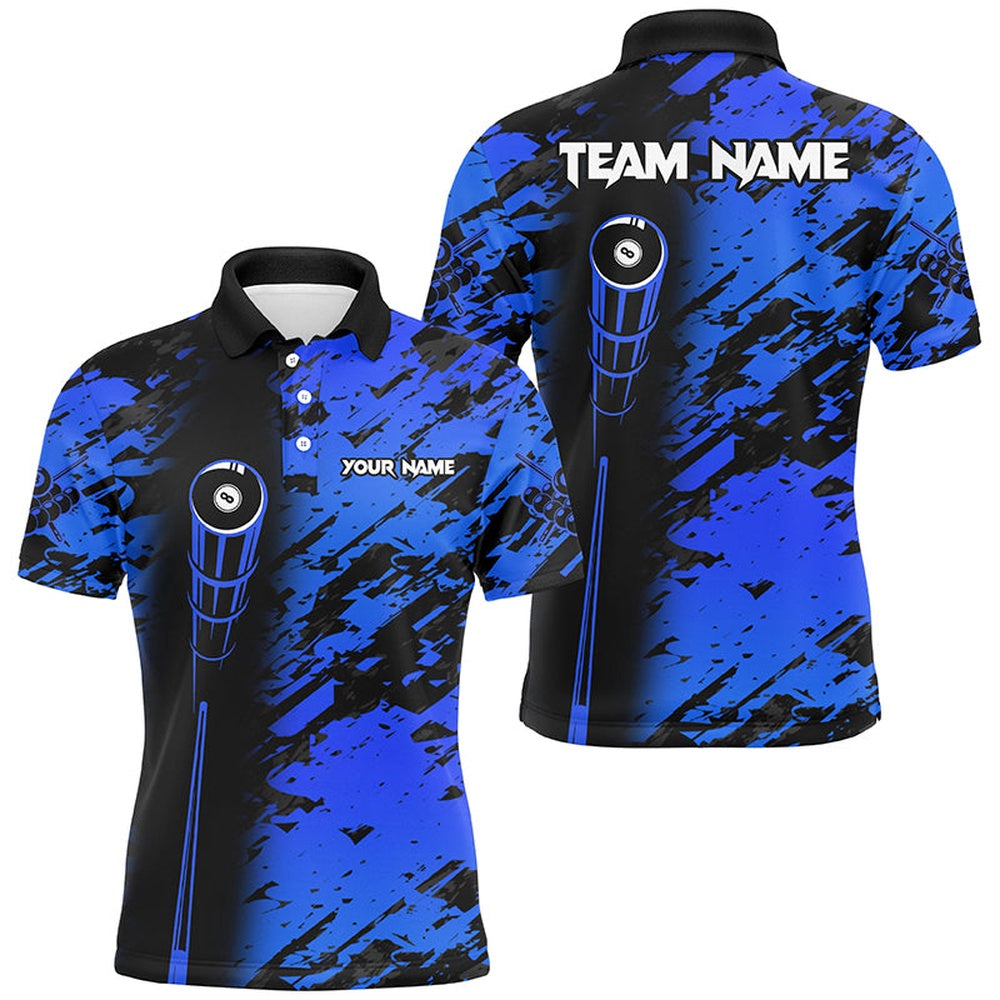 Billiard Polo Shirts, Personalized Billiard Tournat Jerseys Shirts, Best 8 Ball Billiard Shirts For Team Blue, Billiards Team Shirts