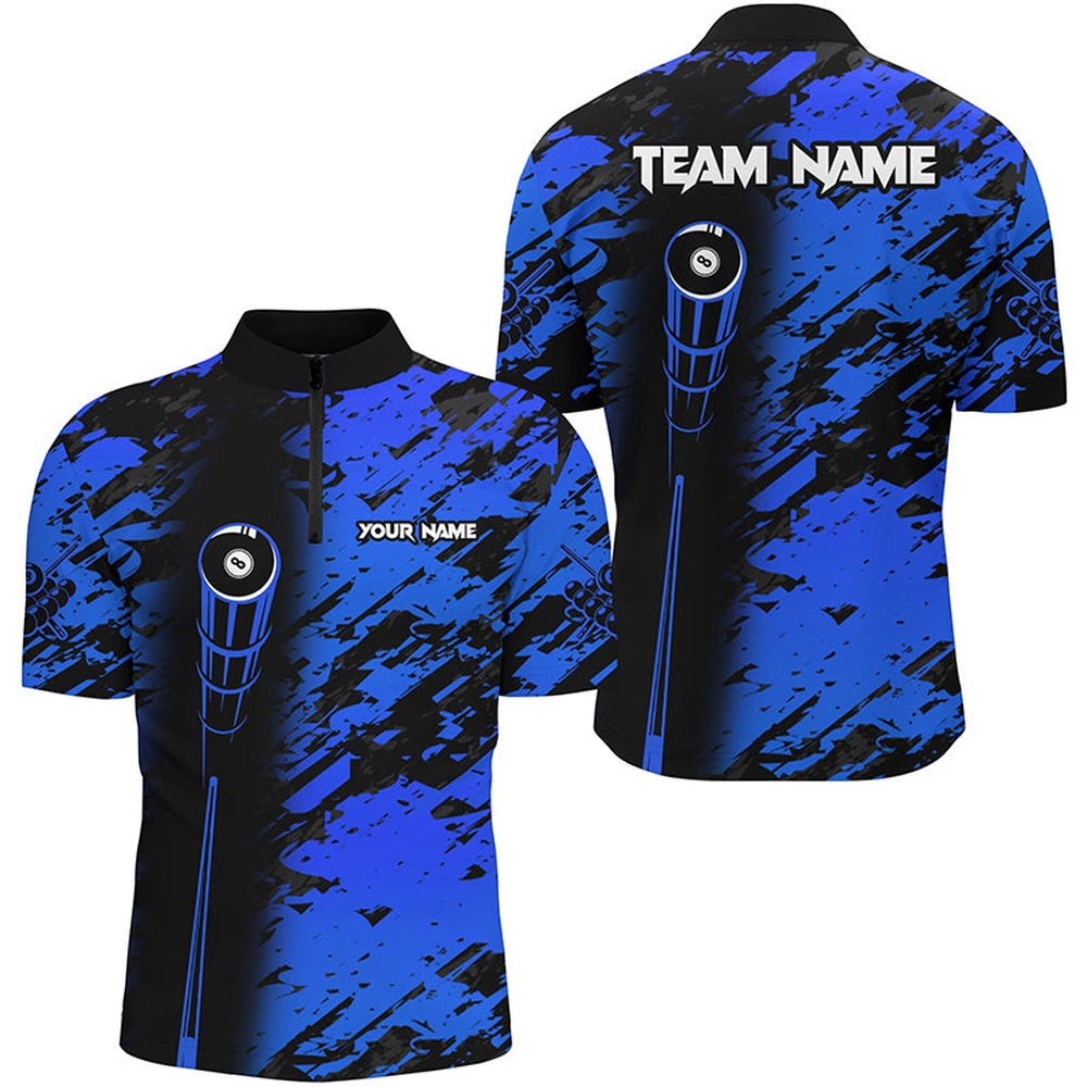 Billiard Polo Shirts, Personalized Billiard Tournat Jerseys Shirts, Best 8 Ball Billiard Shirts For Team Blue, Billiards Team Shirts