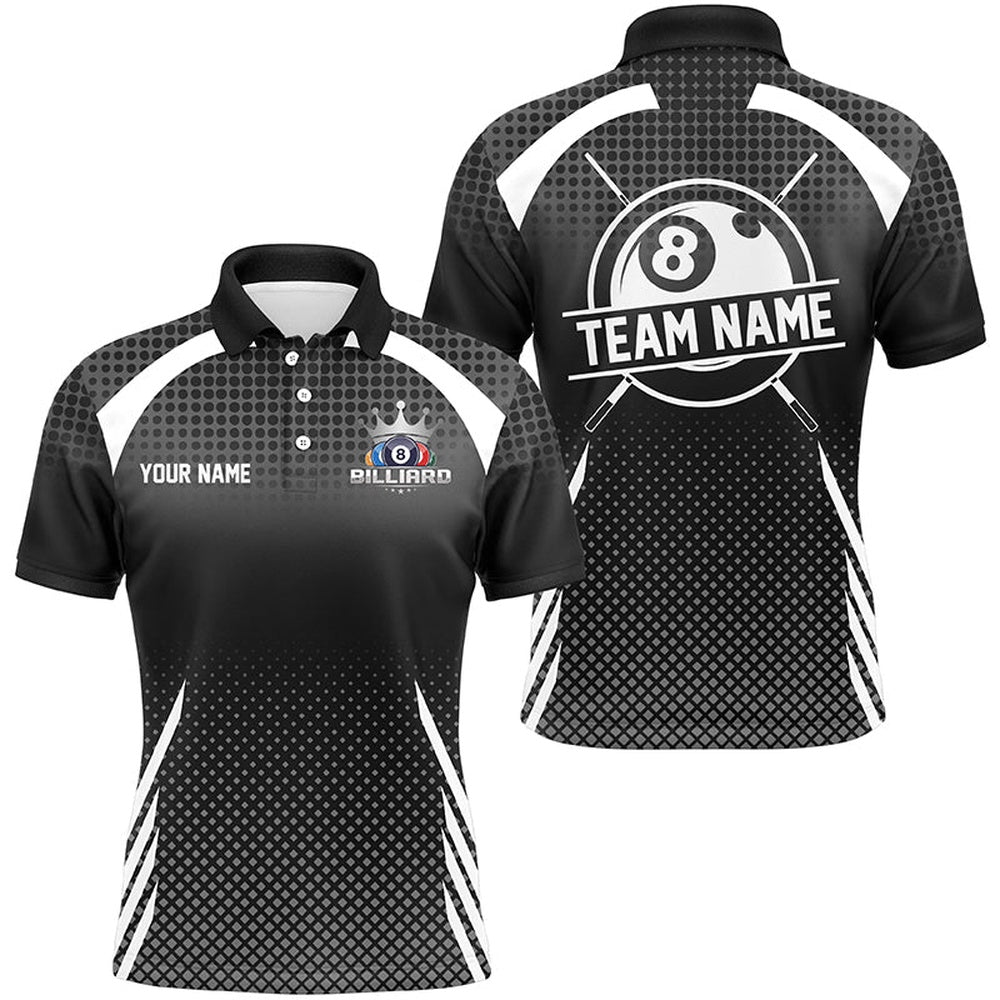 Billiard Polo Shirts, Personalized Billiard Tournat Pool Shirts, Best 8 Ball Billiard Team Jerseys Black, Billiards Team Shirts