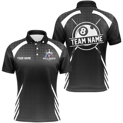 Billiard Polo Shirts, Personalized Billiard Tournat Pool Shirts, Best 8 Ball Billiard Team Jerseys Black, Billiards Team Shirts
