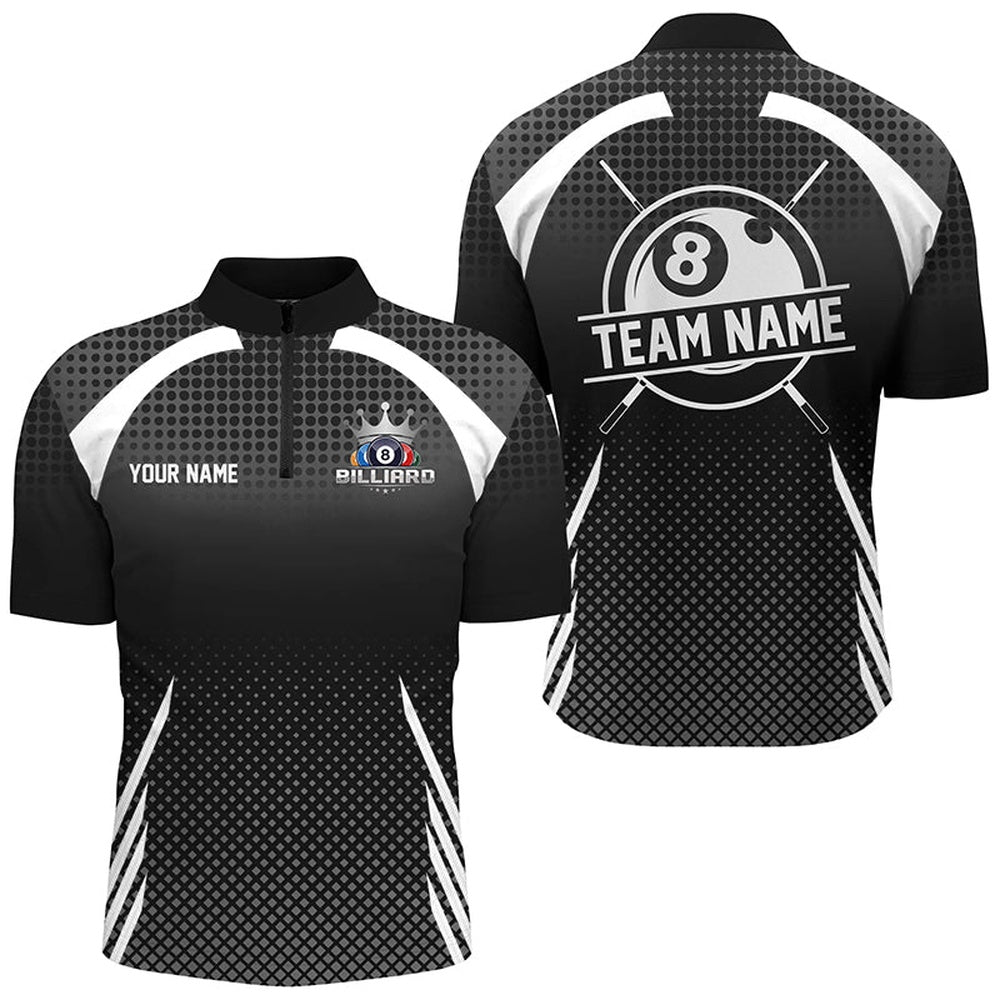Billiard Polo Shirts, Personalized Billiard Tournat Pool Shirts, Best 8 Ball Billiard Team Jerseys Black, Billiards Team Shirts