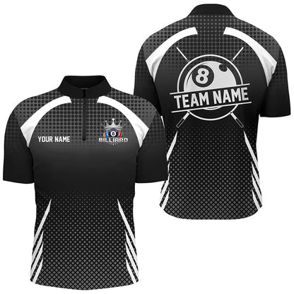 Billiard Polo Shirts, Personalized Billiard Tournat Pool Shirts, Best 8 Ball Billiard Team Jerseys Black, Billiards Team Shirts