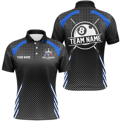 Billiard Polo Shirts, Personalized Billiard Tournat Pool Shirts, Best Custom 8 Ball Billiard Team Jersey Blue, Billiards Team Shirts