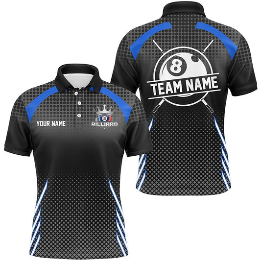 Billiard Polo Shirts, Personalized Billiard Tournat Pool Shirts, Best Custom 8 Ball Billiard Team Jersey Blue, Billiards Team Shirts