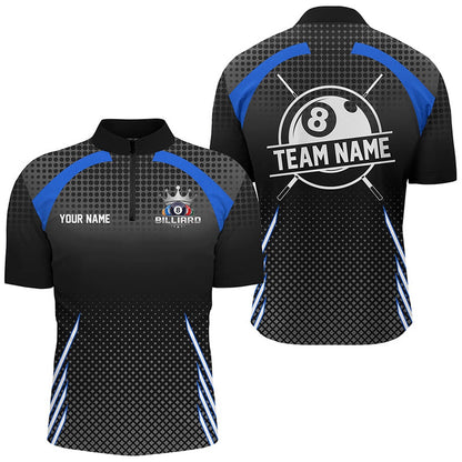 Billiard Polo Shirts, Personalized Billiard Tournat Pool Shirts, Best Custom 8 Ball Billiard Team Jersey Blue, Billiards Team Shirts