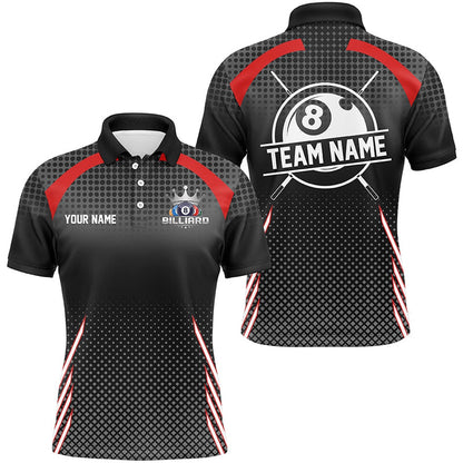 Billiard Polo Shirts, Personalized Billiard Tournat Pool Shirts, Best Custom 8 Ball Billiard Team Jerseys Red, Billiards Team Shirts