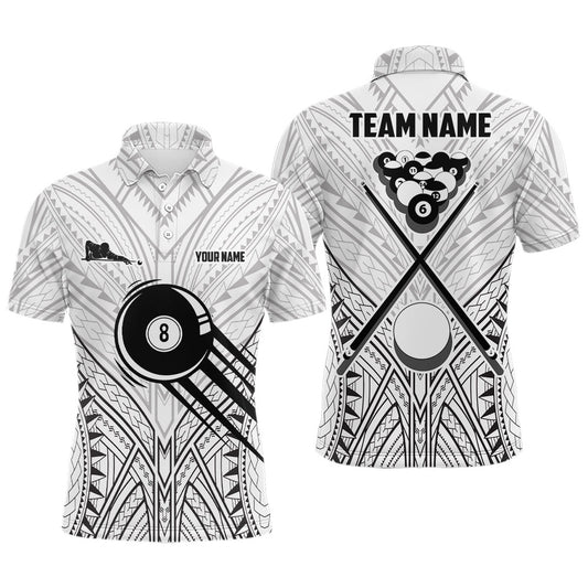 Billiard Polo Shirts, Personalized Billiard Tribal Pattern 3D All Over Print Polo Shirts Custom Billiard 8 Ball, Billiards Team Shirts