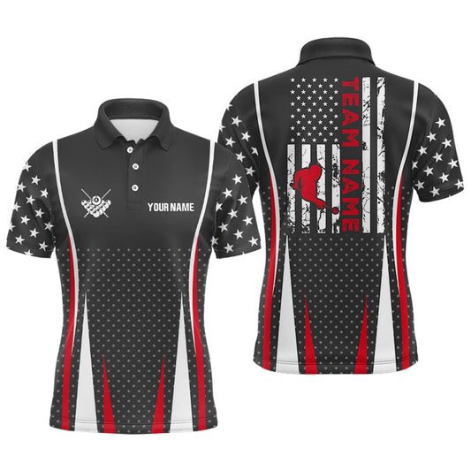 Billiard Polo Shirts, Personalized Billiard US Flag Pattern Polo Shirts, Custom Player Billiards Team Jerseys, Billiards Team Shirts