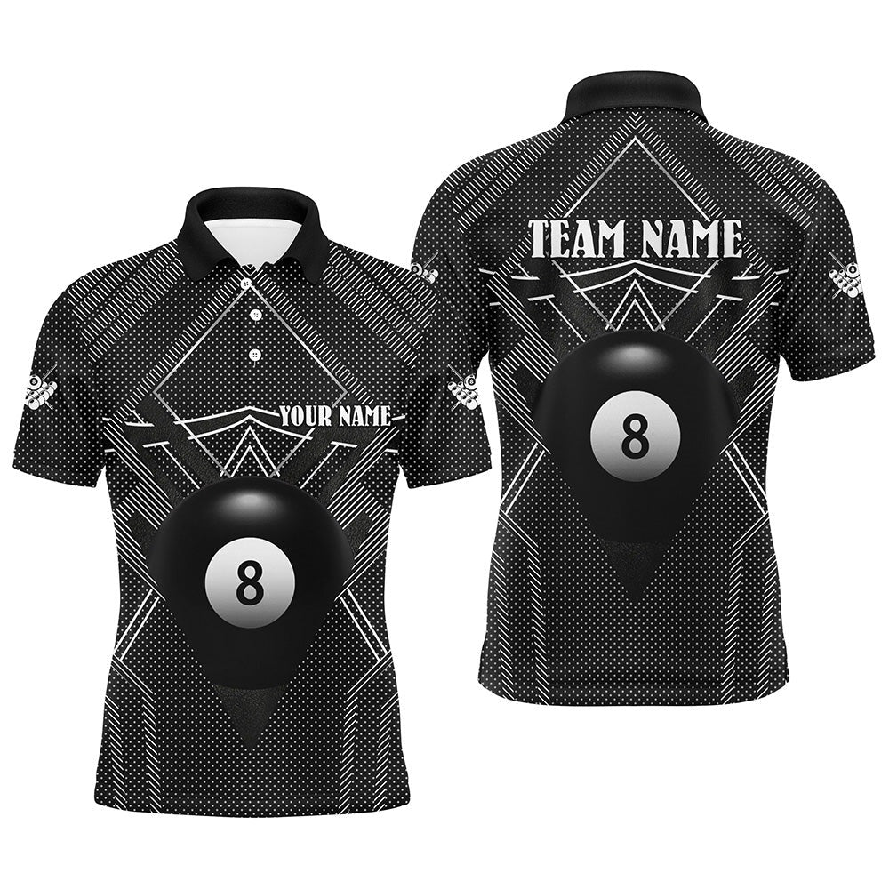 Billiard Polo Shirts, Personalized Black Billiards Jerseys Polo Shirts, Best Custom 8 Ball Pool Billiard Outfit, Billiards Team Shirts
