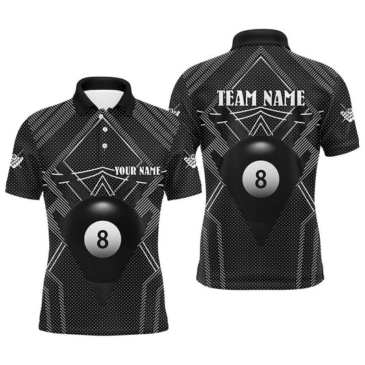 Billiard Polo Shirts, Personalized Black Billiards Jerseys Polo Shirts, Best Custom 8 Ball Pool Billiard Outfit, Billiards Team Shirts