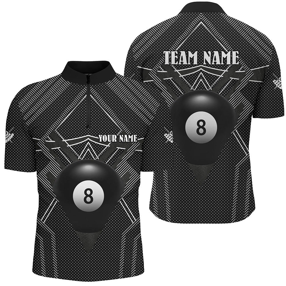 Billiard Polo Shirts, Personalized Black Billiards Jerseys Polo Shirts, Best Custom 8 Ball Pool Billiard Outfit, Billiards Team Shirts