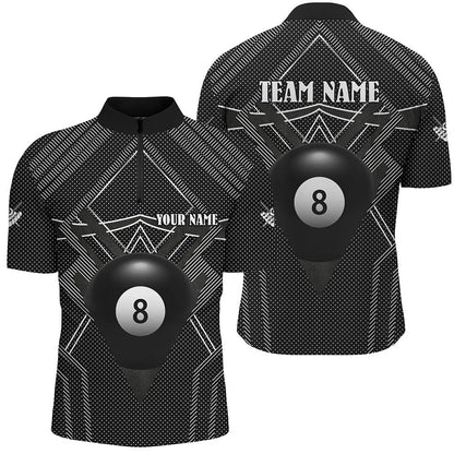 Billiard Polo Shirts, Personalized Black Billiards Jerseys Polo Shirts, Best Custom 8 Ball Pool Billiard Outfit, Billiards Team Shirts
