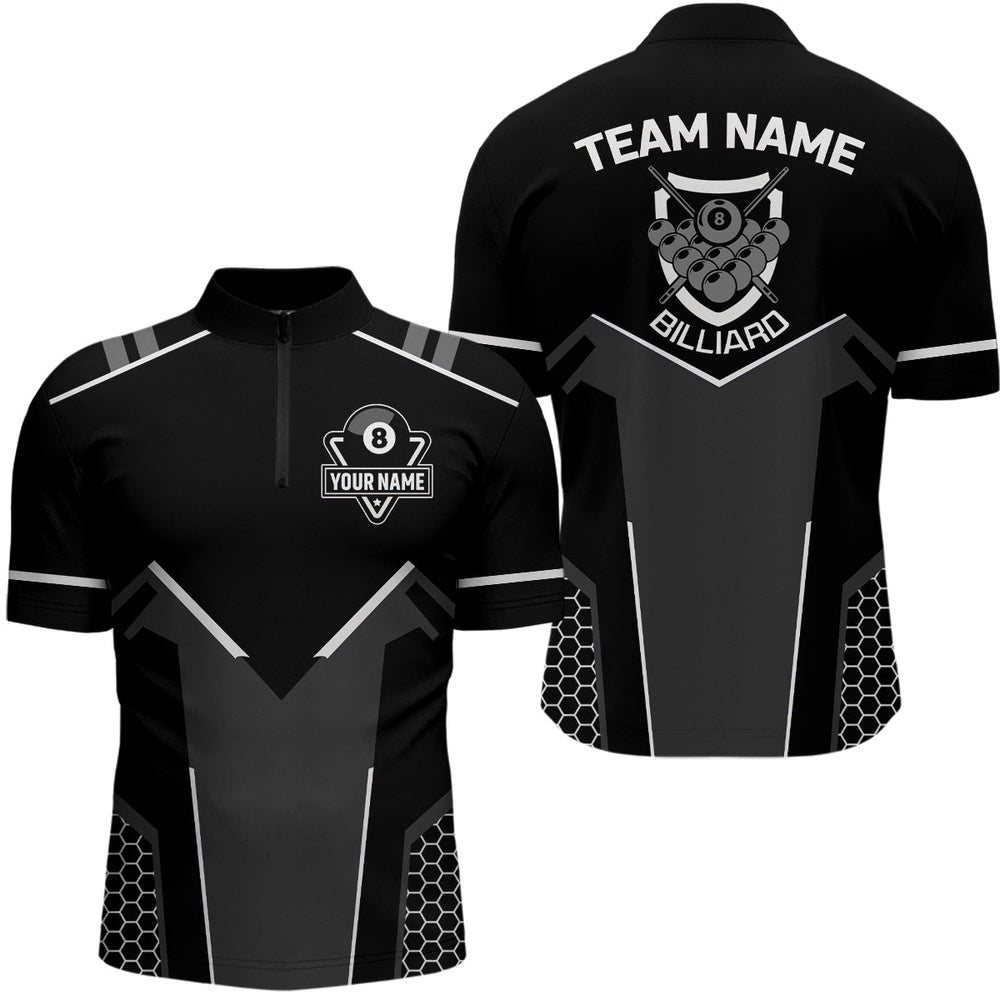 Billiard Polo Shirts, Personalized Black White 8 Ball Billiard 3D Polo Shirts, 8 Ball Pool Team Jerseys, Billiards Team Shirts