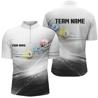 Billiard Polo Shirts, Personalized Black White Billiards Shirts Billiards Team Shirts Custom Billiard Jerseys, Billiards Team Shirts