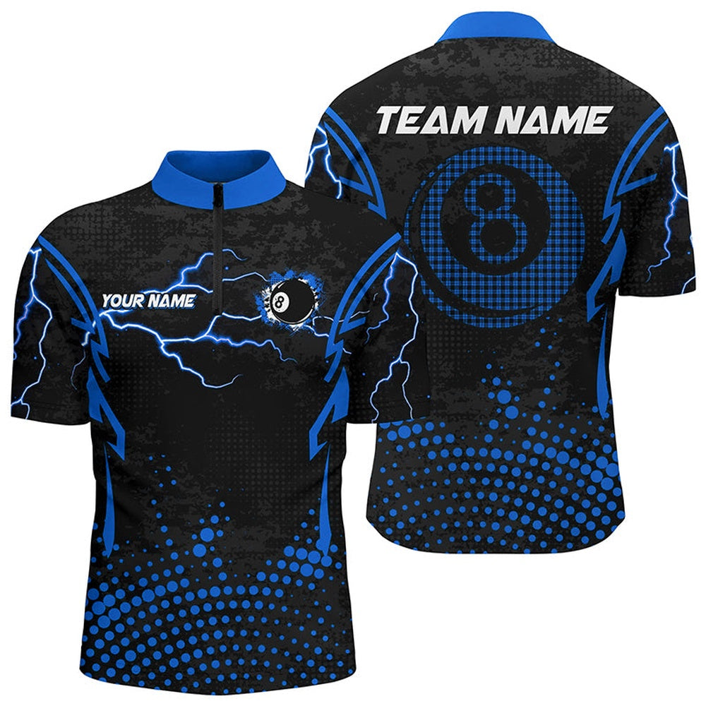 Billiard Polo Shirts, Personalized Blue 8 Ball Point 3D Billiard Polo Shirts Best Custom Billiards Apparel Clothing, Billiards Team Shirts