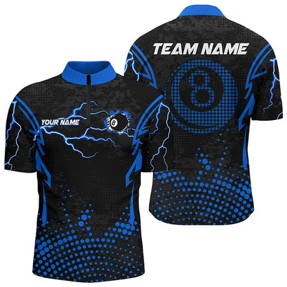 Billiard Polo Shirts, Personalized Blue 8 Ball Point 3D Billiard Polo Shirts Best Custom Billiards Apparel Clothing, Billiards Team Shirts