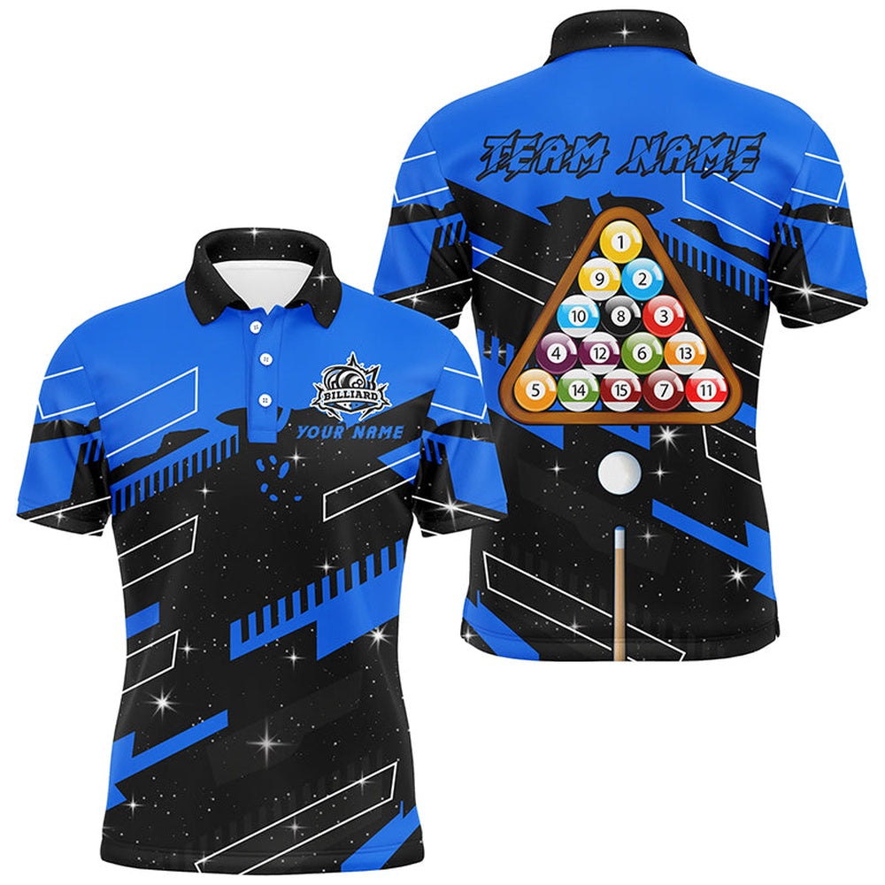 Billiard Polo Shirts, Personalized Blue 8 Ball Pool Jerseys Billiard Shirts Custom 8 Ball Billiard Team Shirts, Billiards Team Shirts