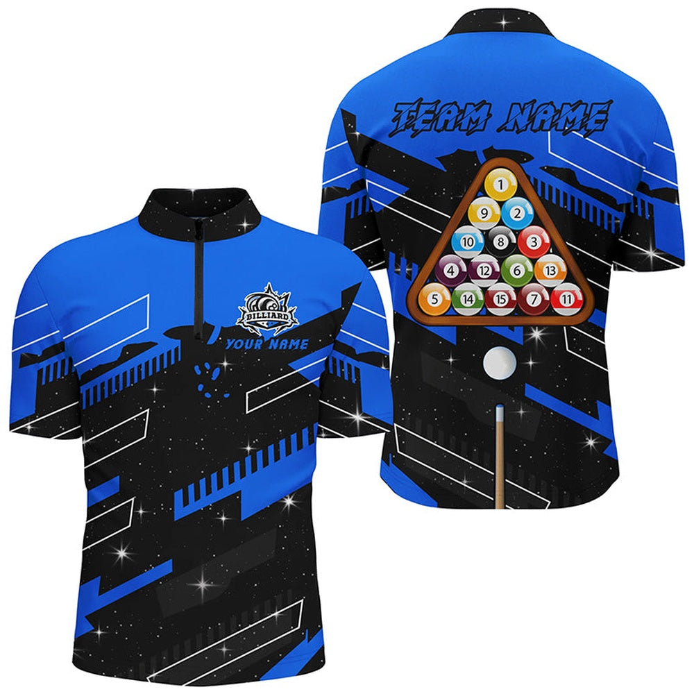 Billiard Polo Shirts, Personalized Blue 8 Ball Pool Jerseys Billiard Shirts Custom 8 Ball Billiard Team Shirts, Billiards Team Shirts