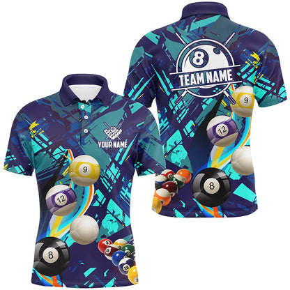 Billiard Polo Shirts, Personalized Blue Billiard Balls Polo And Polo Shirts, Colorful Billiard Jerseys Shirts, Billiards Team Shirts